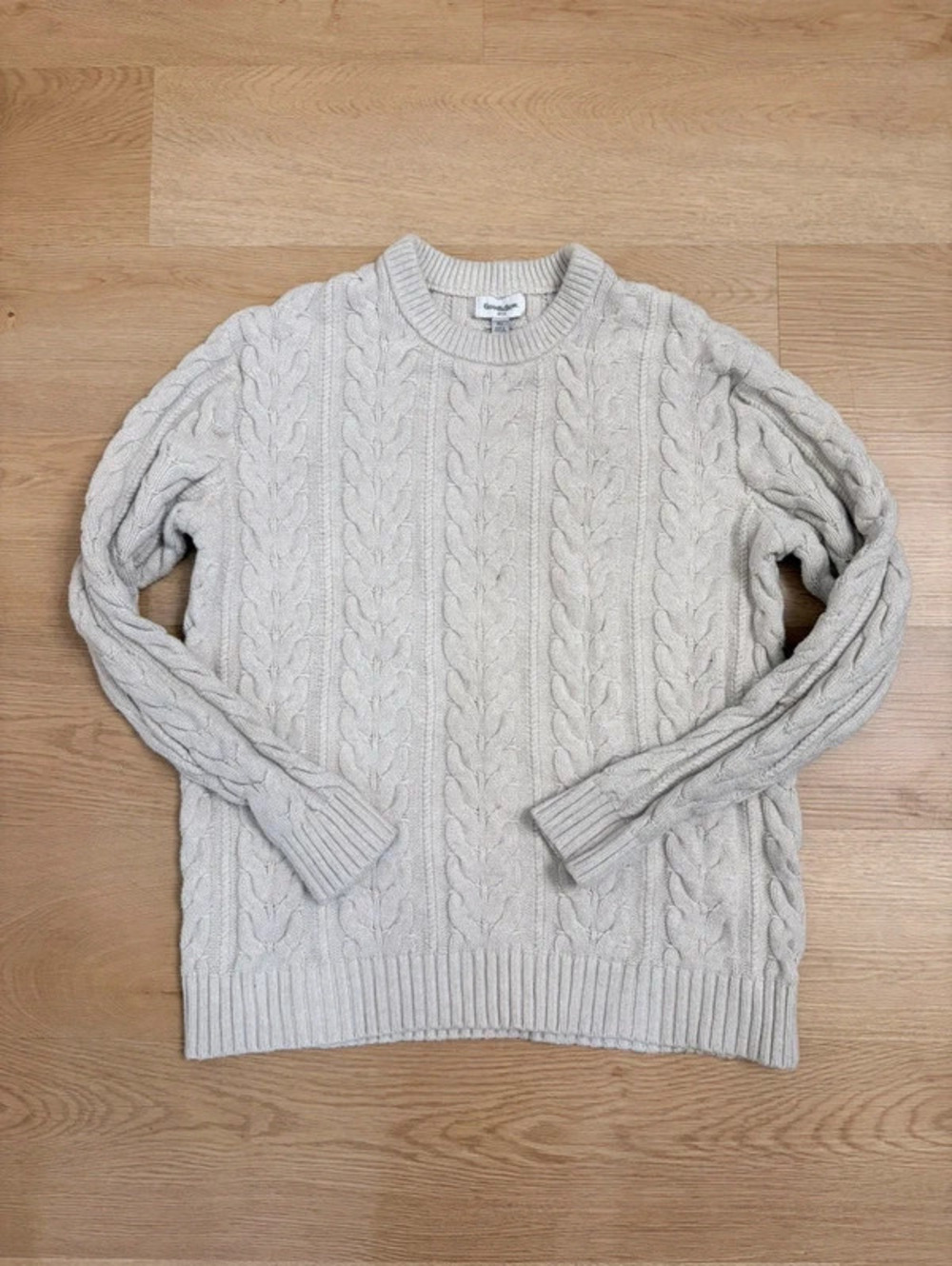 Men’s Cable Knit Jumper Sweater Cream Size XL